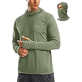 Pudolla Men's Sun Protection Hoodie UPF 50+ Fishing Hiking Shirt UV Shirts with Mask for Men Long Sleeve Lightweight