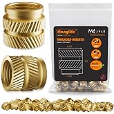 HANGLIFE Heat-Set Threaded Inserts, M6 Heat Set Insert for 3D Printing Components and Plastic Parts - Brass Metric Knurled Nuts (50 Pieces)