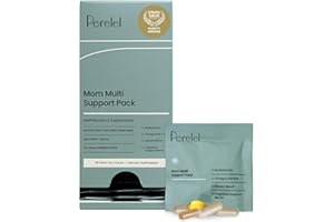 Perelel Mom Multi Support Pack, Postnatal Vitamins for Women with Omega 3 Dha, Iron, Collagen, & Vitamin B12 to Support Postpartum Health, Soy & Gluten Free, Non GMO, 30 Daily Pill Packs
