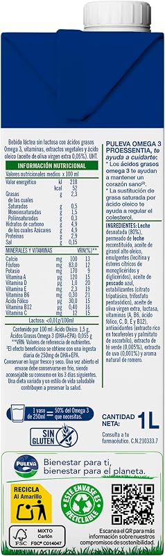 Omega 3 Proessentia® Sin Lactosa brik 1L - Caja 6 litros