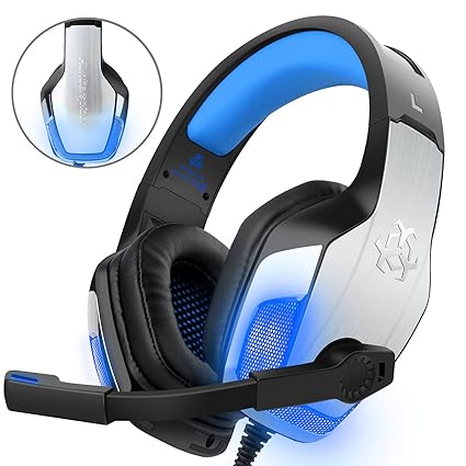 Gaming Headset für PS4 Xbox One PC Controller, DIZA100 V4 Gaming Kopfhörer mit Aluminiumgehäuse, Mikrofon, LED Light Bass Sur