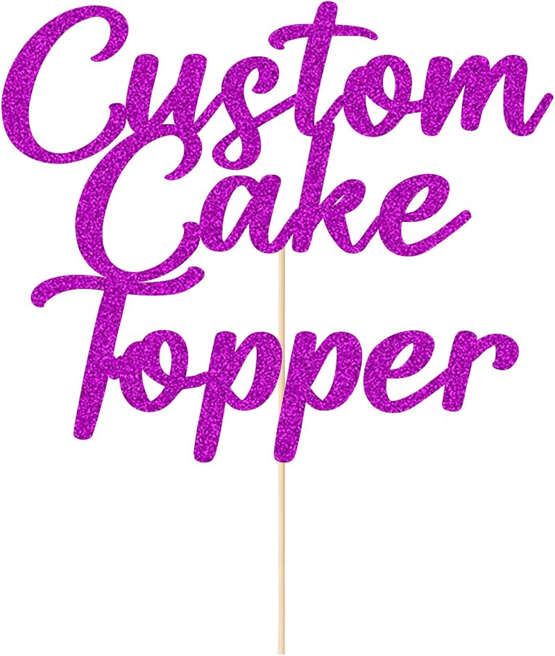 EDSG Personalised Cake Topper Happy Birthday Purple Glitter 11 Colors
