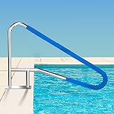 52x32 Inground Pool Rail, Rustproof #304SS Swimming Pool Stair handrail with no-Slip Cover, mounting Base & Accessories.