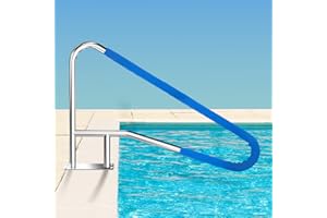 YEEZOO 52x32 Inground Pool Rail, Rustproof #304SS Swimming Pool Stair handrail with no-Slip Cover, mounting Base & Accessories.