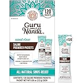 GuruNanda PreMixed Saline Packets for Nasal Rinse (120 Count), All Natural Sinus Rinse Packets to Help with Allergies &amp; Congestion Relief, 0.08oz Each