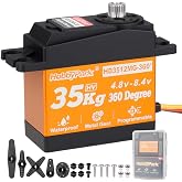 Hobbypark 35kg 360 Degrees Continuous Rotation Servo for Robot Projects, RC Crawler Winch Standard Size High Torque Metal Gears High Voltage 5-8.4V Programmable