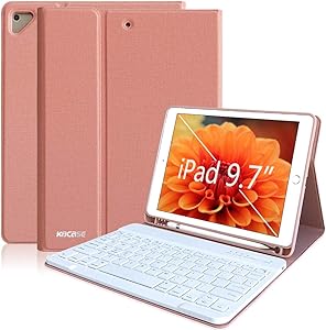 iPad Keyboard Case for iPad 9.7 2018 (6th Gen) iPad 2017 (5th Gen) iPad Pro 9.7 iPad Air 2 & 1 Detachable Bluetooth Keyboard Magnetic with Pencil Holder(Champagne)