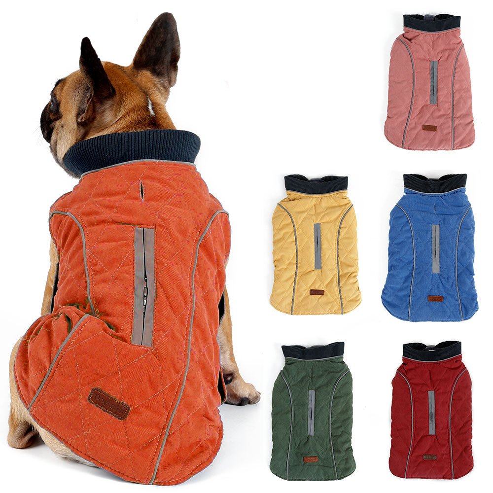 TFENG Reflective Dog Jacket, Dog Coat Warm Padded Puffer Vest Puppy Jacket with Fleece, Orange XL