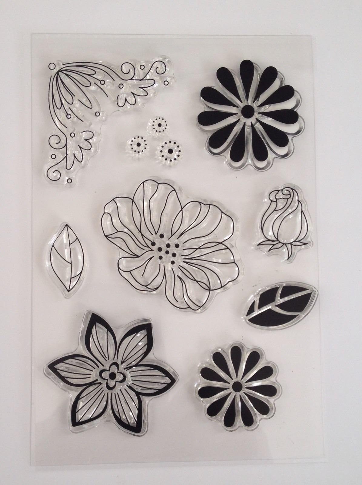 9 Clear Silicone Stamps Cling Stamps Crafts Flower Rose Leaf Set Cear Acrylic Rubber Stamp Scrapbook Card Craft Paper Stamping Embossing