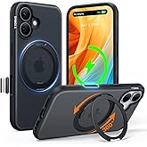 TORRAS O3 Fitness for iPhone 16 Case Magnetic Stand, Fit for MagSafe, 360 Rotatable Stable Stand, Camera Control Button, Military-Grade Shockproof, Slim & Sleek, Obsidian Black Translucent, Ostand