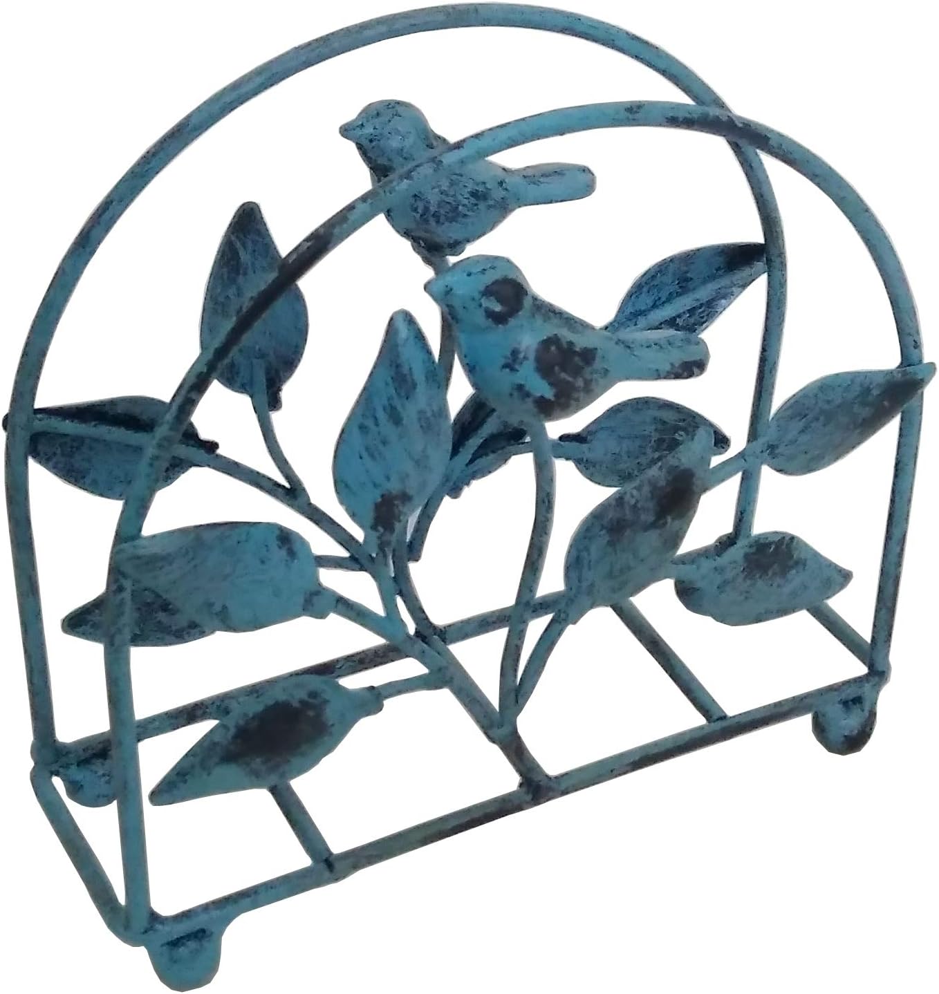 Cast Iron Bird & Tree Classic Napkin Holder/Tabletop Freestanding Tissue Dispenser, Turquoise: Kitchen & Dining