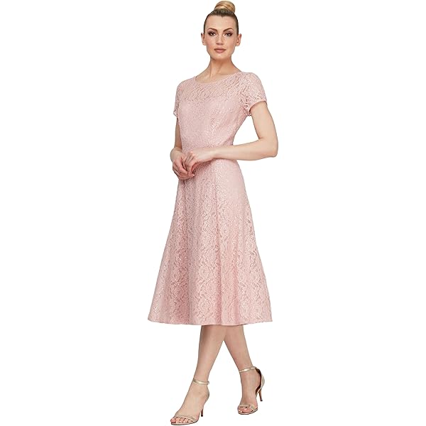 Amazon.com: S.L. Fashions Women's Sequin Fit and Flare Dress, Navy Petite  3/4 Sleeve, 4P : Clothing, Shoes & Jewelry