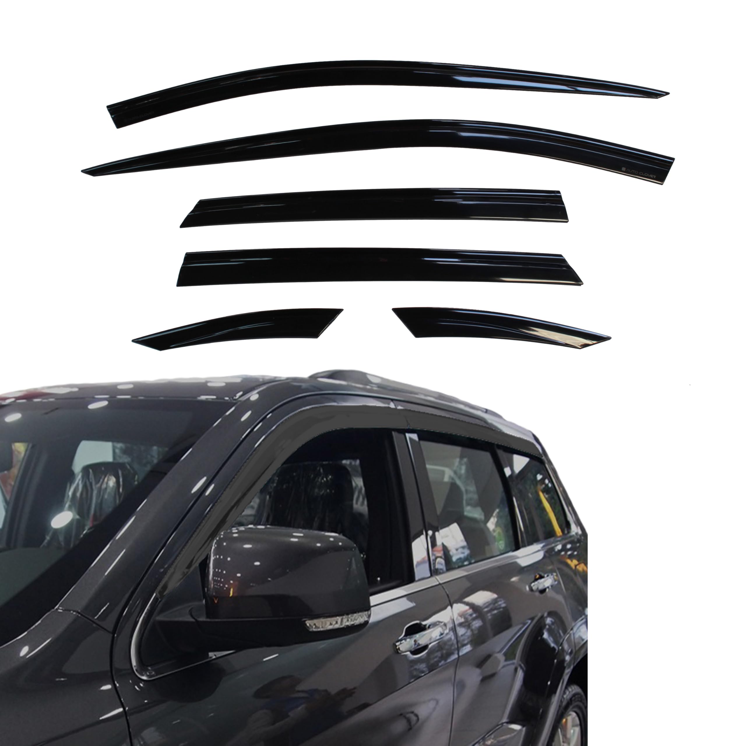 AUTO CLOVER Premium Wind Deflectors Set for Jeep Grand Cherokee 2011-2020 (6 pieces)