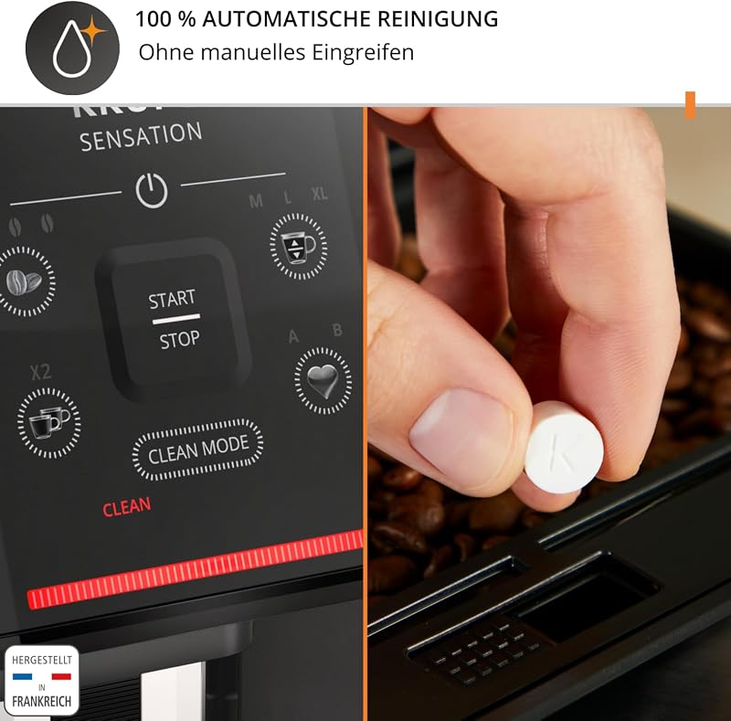 Sensation Kaffeevollautomat mit Milchschaumdüse, Kaffeemaschine für Espresso, Cappuccino & Latte Macchiato, gemacht für Bohnenkaffee & Filterkaffee, bis zu 5 Kaffeegetränke und 2-Tassen-Funktion