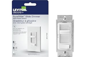 Leviton SureSlide Dimmer Switch for Dimmable LED, Halogen and Incandescent Bulbs, 6674-PDW, White