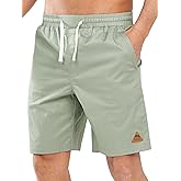 NORTHYARD Mens Casual Shorts-Cotton 9" Golf Hiking Drawstring Elastic Waist Work Shorts with Zipper Pockets