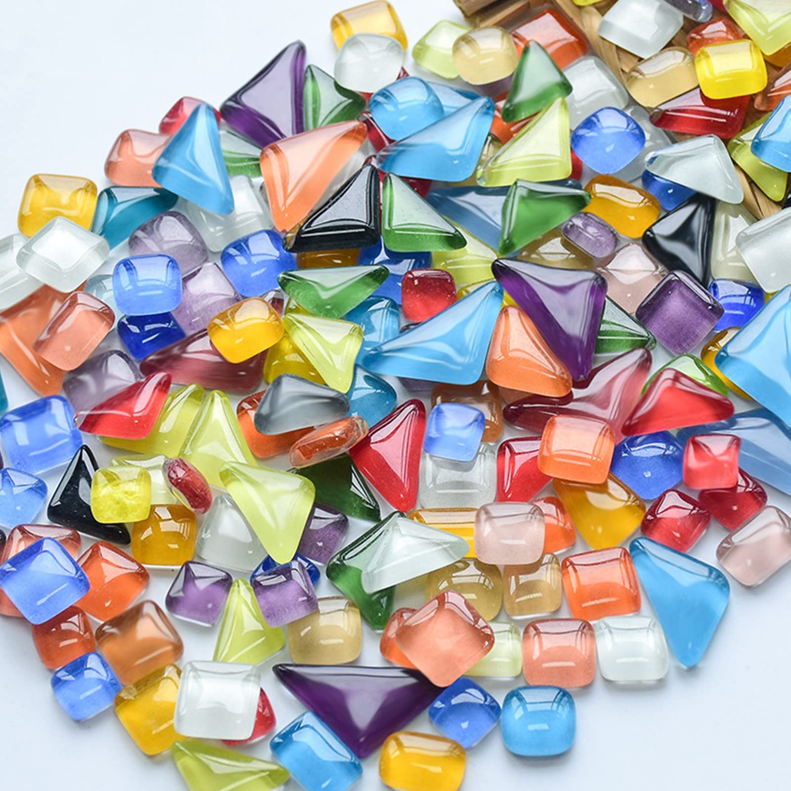 500g Irregular Glass Mosaic Tiles for Crafts,Tiny Random Color DIY Making Creative for Home Decoration, Vases, Cups, Picture Frames, Flowerpots (Mix Color)