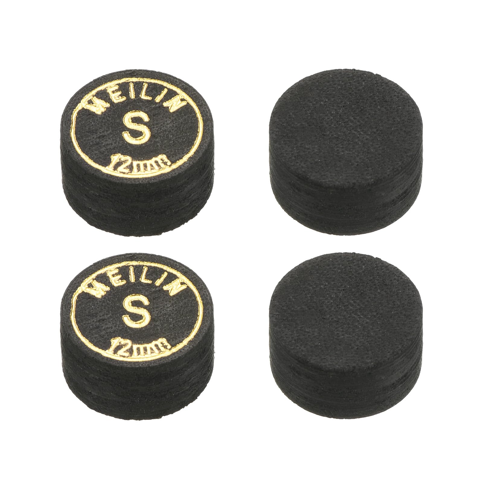 M METERXITY 4 Pack Pool Cue Tips - Laminated Billiard Cue Tips, Soft Multiple Layer Faux Leather, Apply to Pool Cues/Snooker (12mm Dia, Black) — image 1