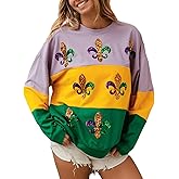 DUBMA Sweatshirt for Women Sequined Graphic Crewneck Long Sleeve Casual Pullover Sweatshirts Tops Outfit