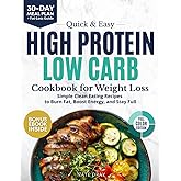 Quick & Easy High Protein, Low Carb Cookbook for Weight Loss: 130+ Clean Eating Recipes to Burn Fat, Boost Energy & Stay Full | With 30-Day Meal Plan & Bonus High-Protein Dips & Sauces
