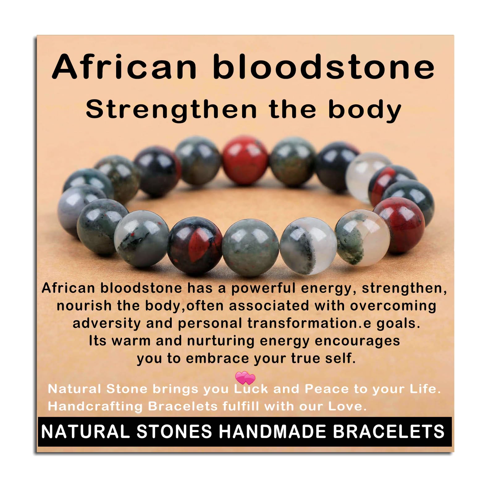 AD Beads Handmade Gemstone Stretch Elastic Bracelet