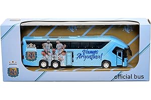 Argentina National Team Official Collectible Miniature Bus – Premium Die-Cast Soccer Bus Toy with Friction-Power Engine – Pul