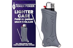 Toker Poker Lighter Case Multi-Tool 2.0 – All-Inclusive Camping & Survival Equipment with Retractable Pick, Built-in Tamper, 