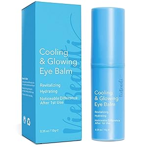 VieBeauti Cooling & Glowing Eye Balm – Hydrating Eye Cream Reduces Puffiness, Discoloration and Wrinkles with Nutrient-Rich Botanicals and Vitamin E – Visible Results in 1 Use (0.35 oz) Blue