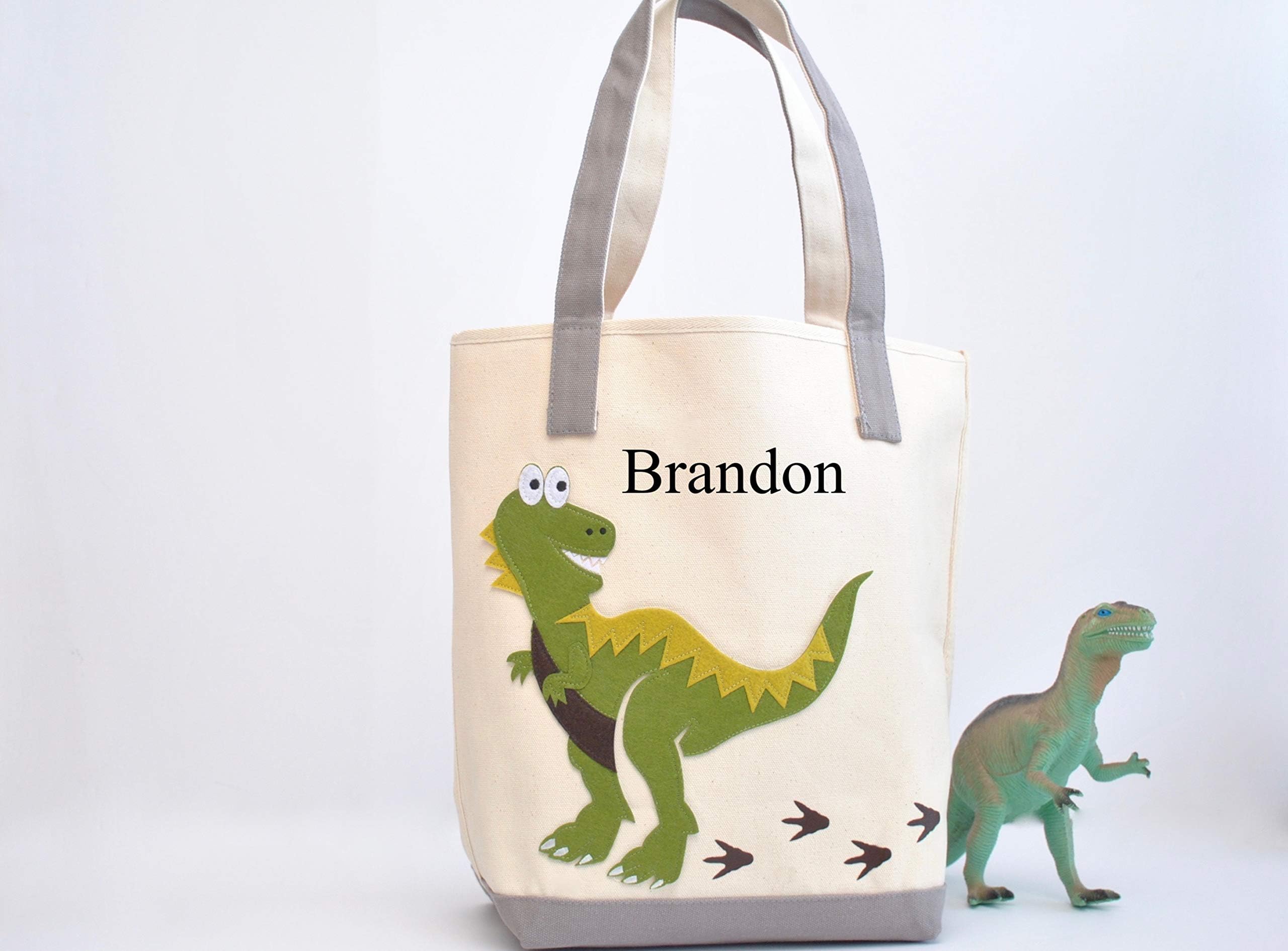 Dinosaur Tote Bag|Personalized Kids tote|T-rex Tote| Preschool Tote| Library bag
