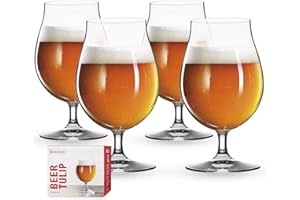 Spiegelau Beer Classics Tulip Glasses Set of 4 - European-Made Crystal, Modern Beer Glasses, Dishwasher Safe, Professional Qu