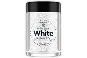 Shanlinly White Edible Glitter for Cakes Drinks - Food Grade 5g Shimmer Luster Glitter Dust Edible Glimmer Powders for Strawberries, Sprinkle on Sparkle, Chocolate, Cookie, Cupcake, Cocktail, Vegan