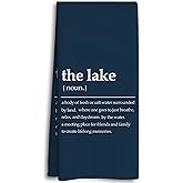 Dwept Lake Accessories Kitchen Towels, Lake House Gifts, Navy Blue Kitchen Dish Towels, The Lakehouse Bathroom Towels, LakeDecor for The Home, LakeThemed Gifts (Dark Blue)