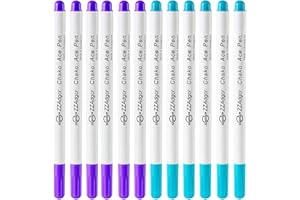 sunioine 12 Pcs Disappearing Ink Pen Water Soluble Pens Fabric Markers Pens for Sewing Art DIY Tracing Embroidery Supplies (Blue, Purple)