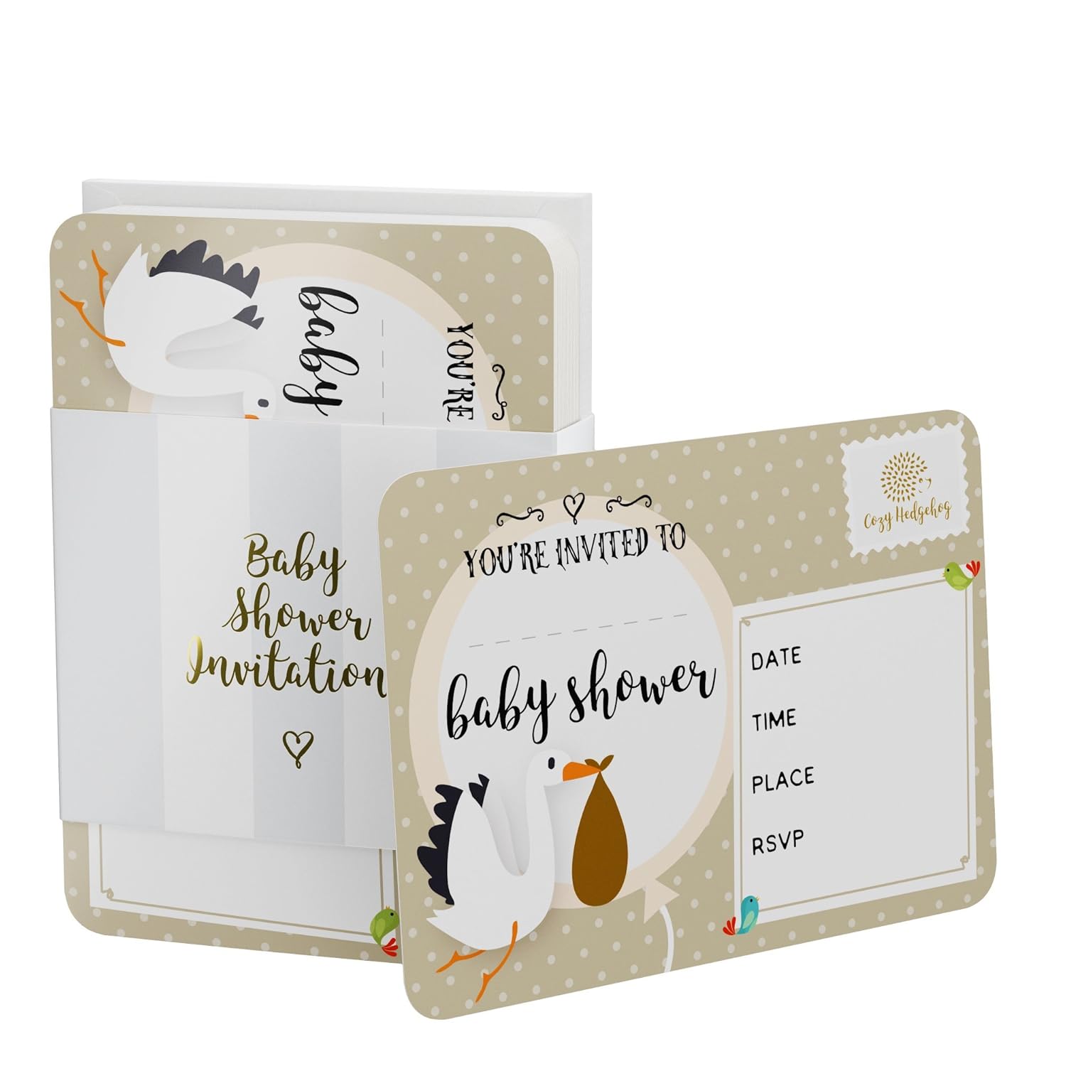Set Of 25 Cozy Hedgehog Baby Shower Invitation Luxury Cards With