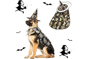 MIDUFRRY Halloween Dog Costume 2Pack Pet Cloak Cape Witch Hat Adiustable Halloween Dog Clothes Puppy Vampire Funny Wizard Outfits for Medium Large Dogs Cats Cool Cosplay Party Dress Decoration