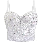 Women's Colorful Rhinestone Push Up Bra Clubwear Party Bustier Crop Top