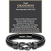 FIEEFX Love You Forever Leather Bracelet Gifts for Men Him Teen Boys, To My Brother Son Grandson Nephew Friend Dad Husband Christmas Birthday Valentines Fathers Day Graduation Back to School Gifts