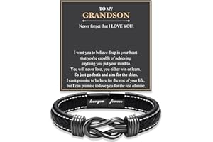 FIEEFX Love You Forever Leather Bracelet Gifts for Men Him Teen Boys, To My Brother Son Grandson Nephew Friend Dad Husband Christmas Birthday Valentines Fathers Day Graduation Back to School Gifts