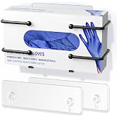 Glove Box Holder, Adhesive Wall-Mounted Metal Dispenser, Black | Tool-Free Adhesive Wall Mount Metal Glove Box Holder for Latex Rubber Gloves, Facial Tissues and Wipes Storage