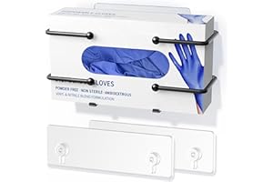 NIFFGAFF Glove Box Holder, Adhesive Wall-Mounted Metal Dispenser, Tool-Free Organizer for Rubber Latex Gloves, Facial Tissue and Storage, Black