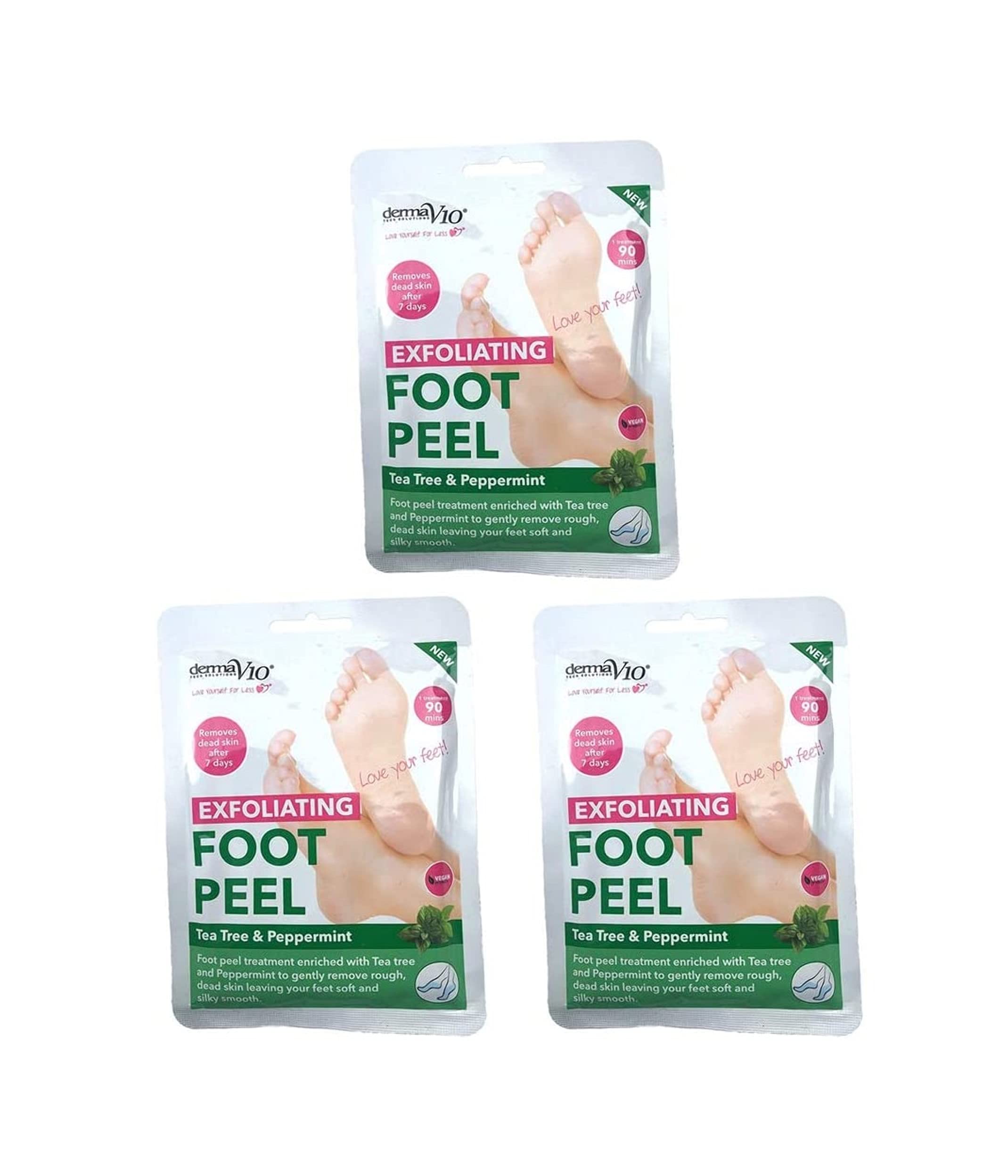 Derma V10 Exfoliating Foot Peel Mask, Pack of 3