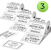 3-Rolls Thermal Labels Compatible with SUPVAN T50M pro,ETIKEZ PM260,NDYIN N20 and ORGSTA T003 Label Maker Tape, 40x30mm(1.57"x1.18"),230 Labels/Roll,Thermal Labels for N20 Label Maker