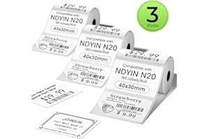 3-Rolls Thermal Labels Compatible with SUPVAN T50M pro,ETIKEZ PM260,NDYIN N20 and ORGSTA T003 Label Maker Tape, 40x30mm(1.57"