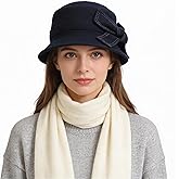 Women Felt Bucket Hat Vintage Floral Wool Dress Winter Hats