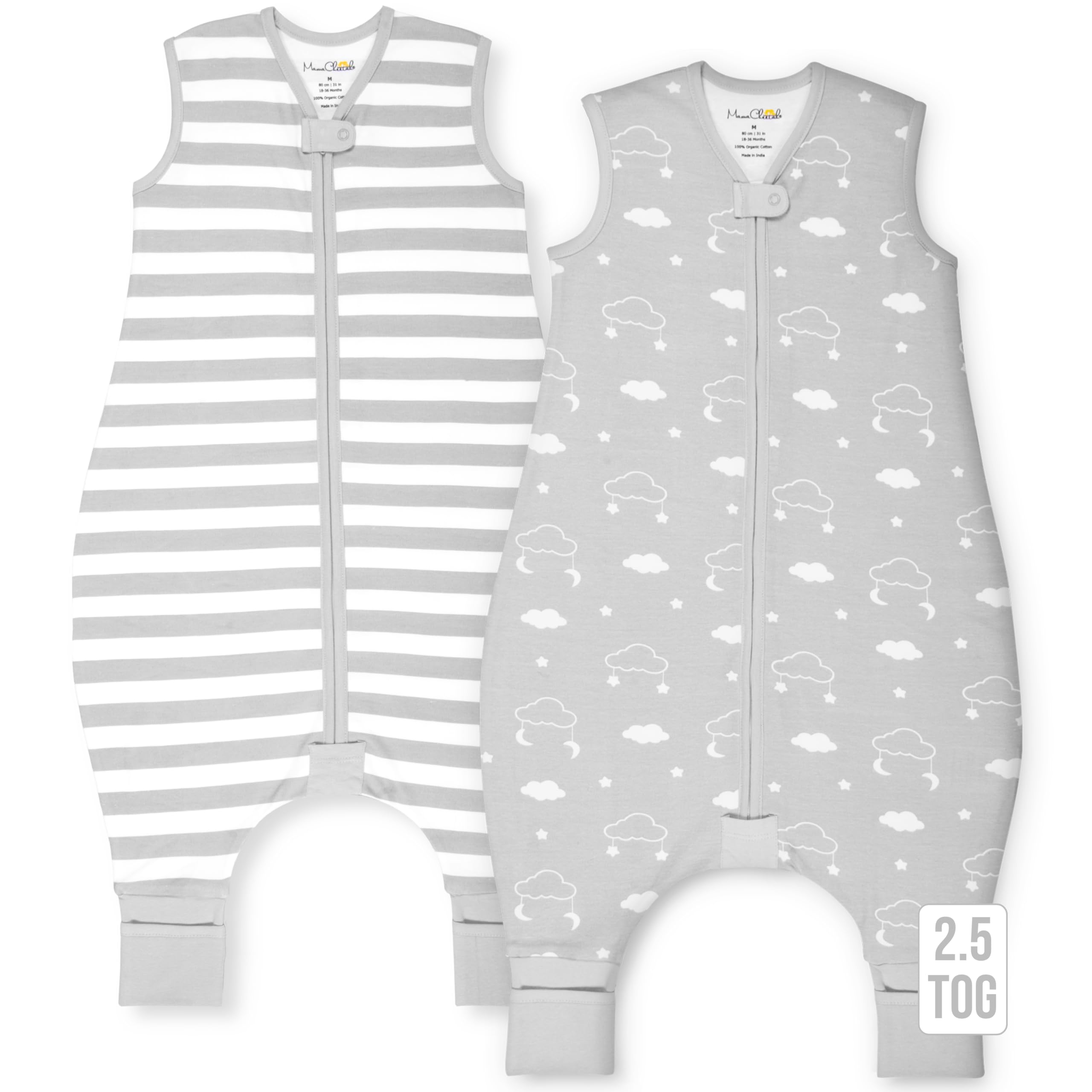 Mama Cheetah Toddler Sleep Sack with Feet 2T, 2.5 TOG Organic Cotton Baby Sleeping Bag with Legs, Baby Wearable Blankets for Walkers w/ 2-Way Zipper, Baby Sleep Sack for Girls Boys, Medium Image