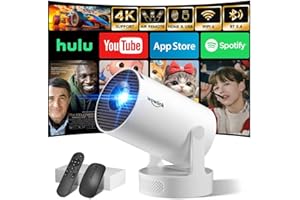 [Built-in Apps & 2025 Upgraded] Mini Projector with WiFi 6 and Bluetooth 5.4 Support 4K 1080P Auto Keystone 180° Rotatable Pr
