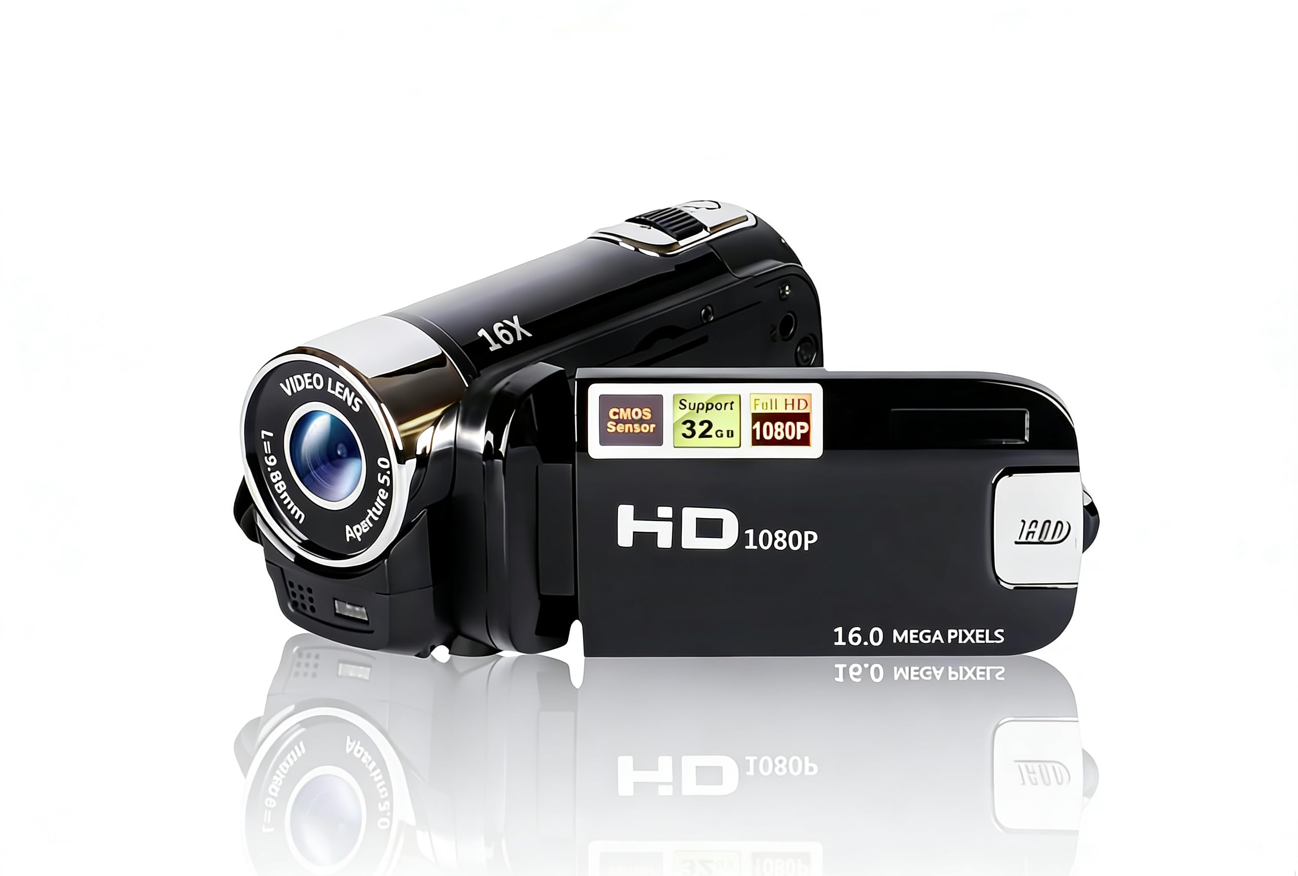 Bewinner Video Camera Camcorder, Full HD 1080P 16MP Vlogging Camera Recorder with 2.7in Rotatable Screen, 16x Digital Zoom Digital Camera Gift for Friends and Family (Black)