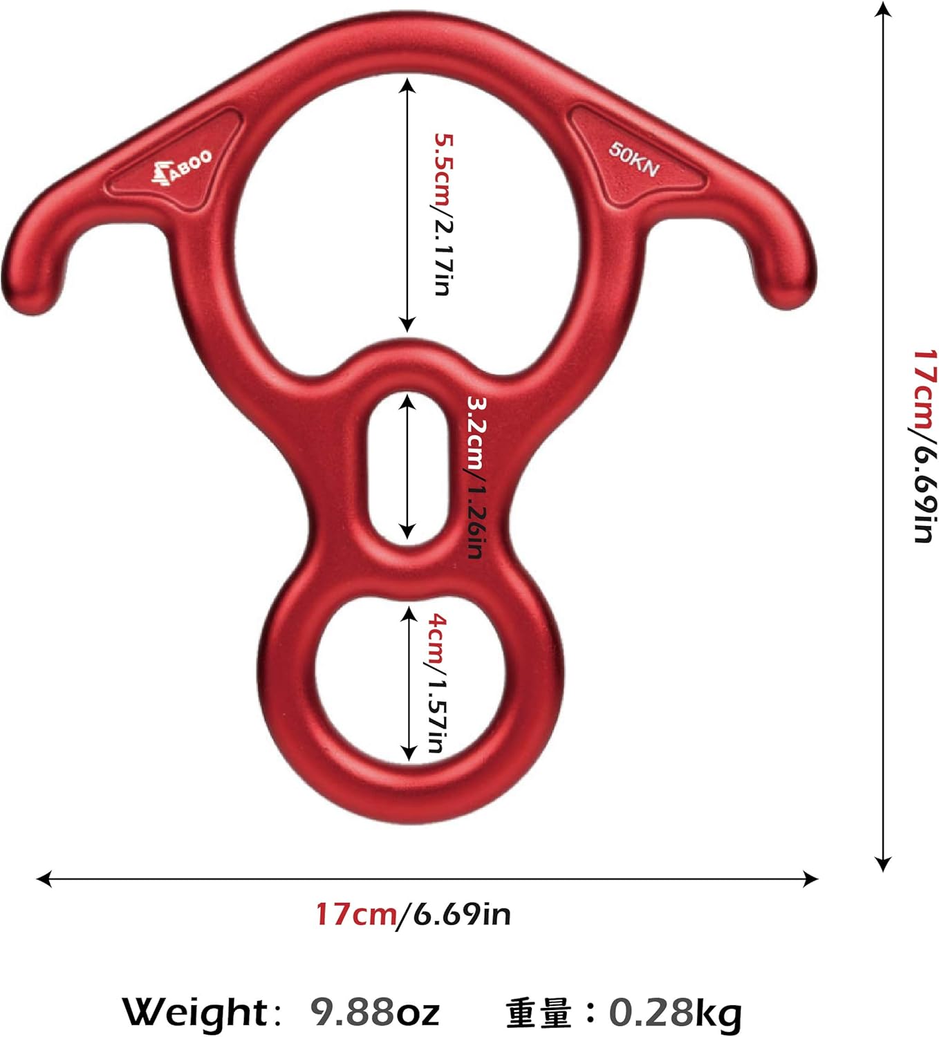 TRIWONDER 50KN Rock Climbing Figure 8 Descender Rescue Belay Device