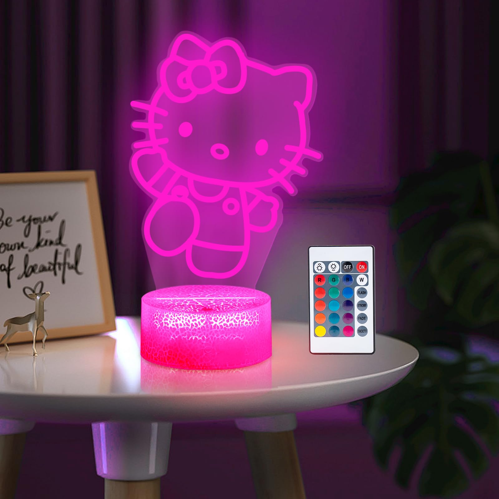 Photo 1 of LOUHH Kitty Night Light, 3D LED 16 Color Intelligent Remote Control Lamp for Christmas Gifts Children's Room Decoration Holiday Gifts
