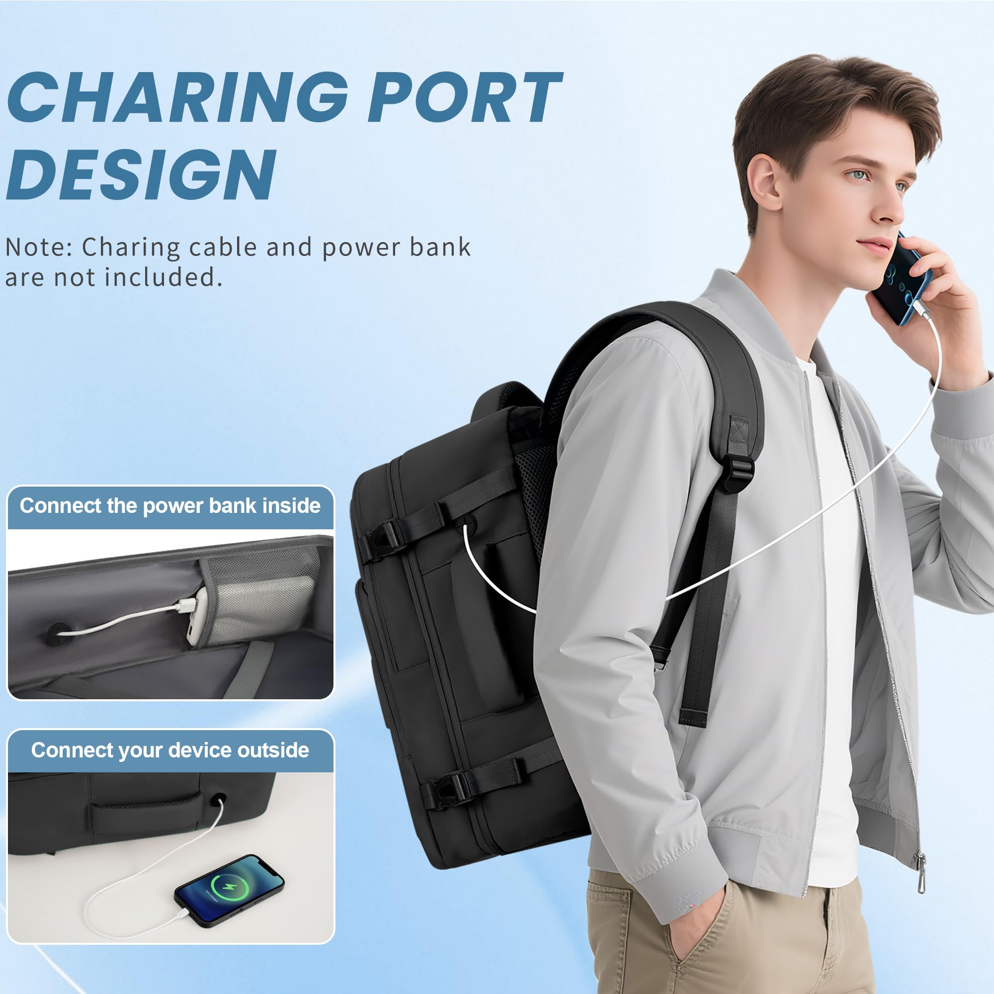 Sinaliy Travel Backpack for Men Women, Personal Item Travel Bag with Multi-Pockets, Airline Approved Carry on Backpack Fits 16inch Laptop, Waterproof Casual Backpack for College,Travel, Work